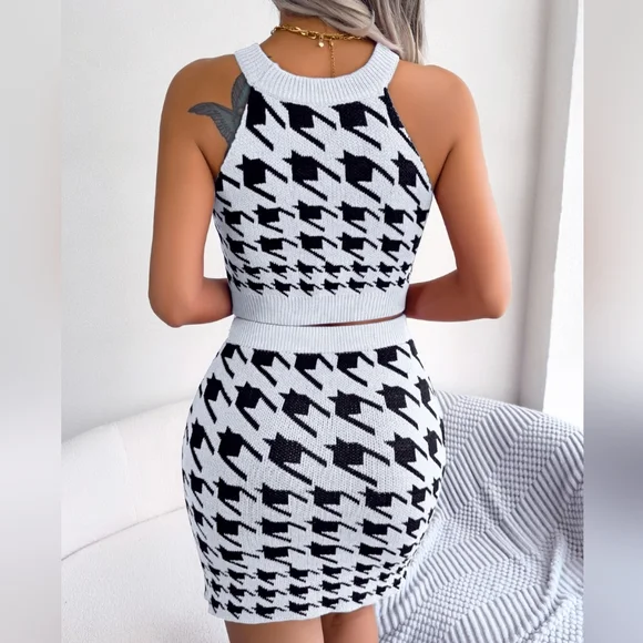 Alina Houndstooth Sweater Set - White - Picture 3 of 5